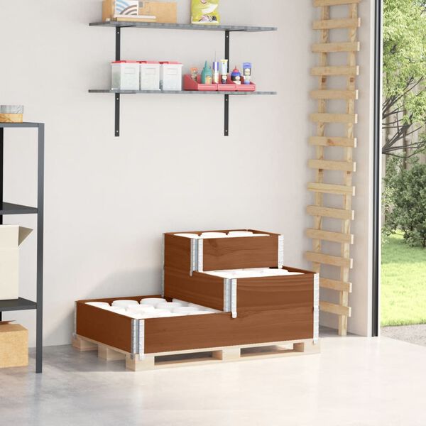 vidaXL 3-poziomowa podwyższona donica, brązowa, 120x80 cm, sosnowa