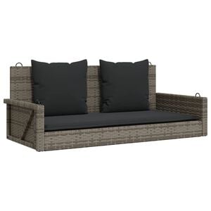 vidaXL Ławka bujana z poduszkami, szara, 119x56x48 cm, polirattan
