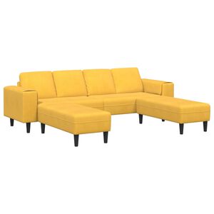 vidaXL Sofa z poduszką Jasnoż&oacute;łty 250 x 188 x 76 cm Tkanina sztruksowa