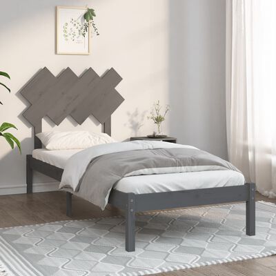 vidaXL Rama łóżka, szara, 90x200 cm, lite drewno