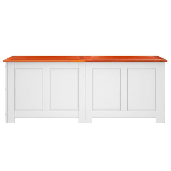 vidaXL Skrzynia z pokrywą, brązowo-biała, lite drewno akacjowe