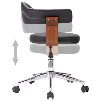 vidaXL Krzesła obrotowe, 2 szt., czarne, gięte drewno i sztuczna skóra