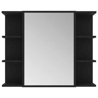 vidaXL Szafka łazienkowa z lustrem, czarna, 80 x 20,5 x64 cm
