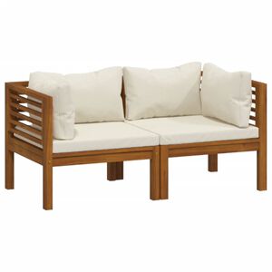 vidaXL 2-osobowa sofa ogrodowa, kremowe poduszki, drewno akacjowe
