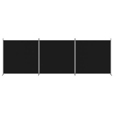 vidaXL Parawan 3-panelowy, czarny, 525x180 cm, tkanina
