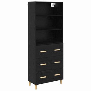 vidaXL Highboard Czarny Dąb 69,5 x 32,5 x 180 cm Drewno inżynieryjne