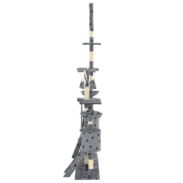 vidaXL Drapak dla kota, sizalowe słupki, 230-250 cm, szary w łapki