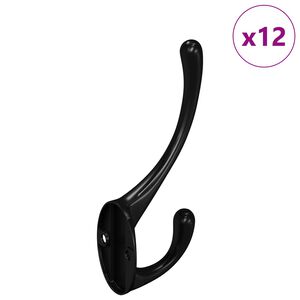 vidaXL Wieszak na ubrania 12 szt. Czarny 102 x 29 x 47mm Stop cynku