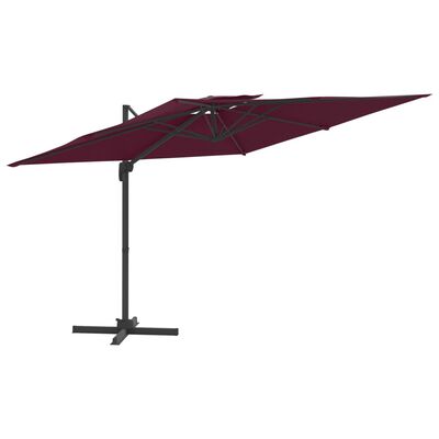 vidaXL Wiszący parasol z podwójną czaszą, bordowy, 300x300 cm