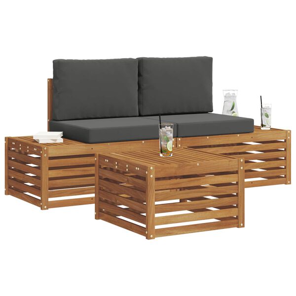 vidaXL Zestaw sof na zewnątrz 3 Sztuka Naturalny i Antracytowy