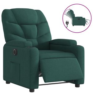 vidaXL Elektryczny fotel rozkładany, ciemnozielony, obity tkaniną
