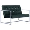 vidaXL 2-osobowa sofa z podłokietnikami, ciemnozielona, chrom, aksamit