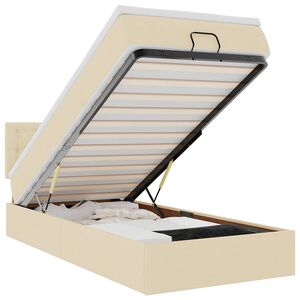 vidaXL Rama ł&oacute;żka otomana z materacem, kremowa, 90x190 cm, tkanina