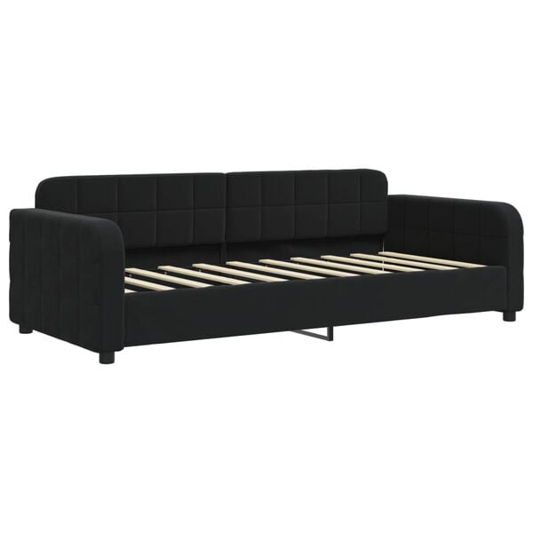 vidaXL Sofa z materacem do spania, czarna, 90x190 cm, aksamit