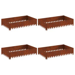 vidaXL Krawężnik do trawnika 4 pcs 100 x 60 x 20 cm Stal Rdzawy