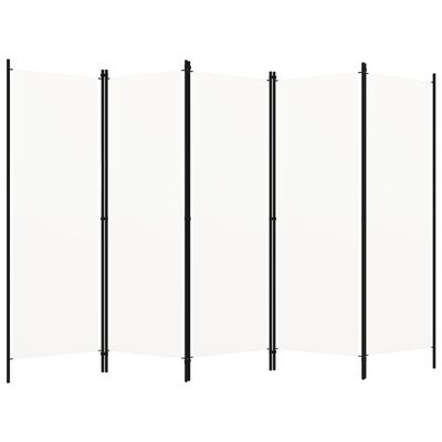 vidaXL Parawan 5-panelowy, biały, 250 x 180 cm