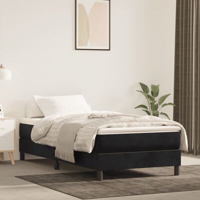 vidaXL Rama łóżka, czarna, 90x190 cm, tapicerowana tkaniną