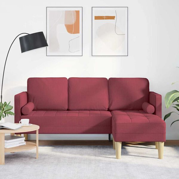 vidaXL Zestaw Sof z poduszką Czerwone wino 173 x 131 x 67 cm Poliester