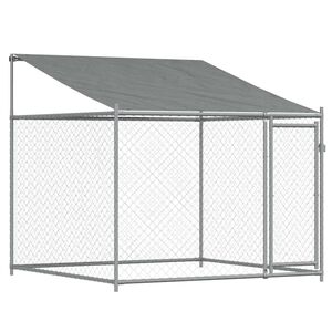 vidaXL Klatka dla psa, z dachem i drzwiami, szara, 2x2x2 m, stal