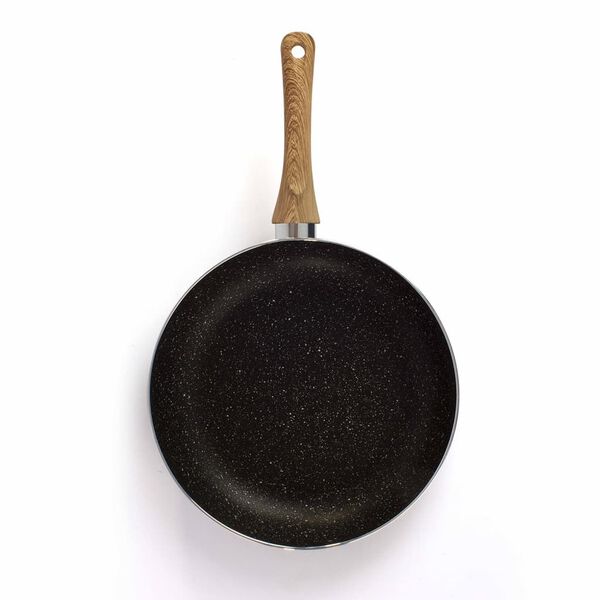 Livoo 3-cz. zestaw patelni, stylizowane na kamień i drewno, aluminium