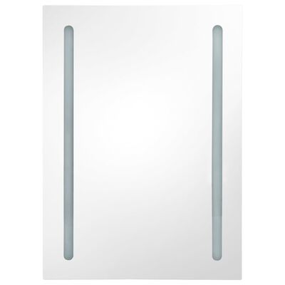vidaXL Szafka łazienkowa z lustrem i LED, biało-dębowa, 50x13x70 cm