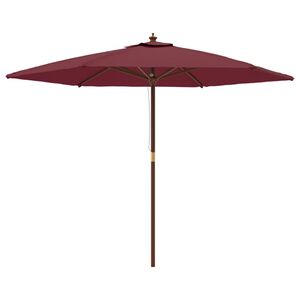 vidaXL Parasol ogrodowy na drewnianym słupku, bordowy, 299x240 cm