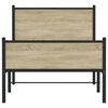 vidaXL Metalowa rama łóżka, bez materaca, dąb sonoma, 107x203 cm