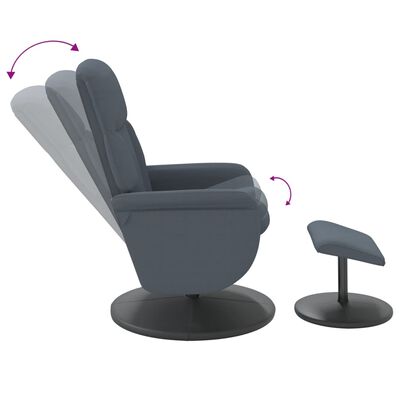 vidaXL Rozkładany fotel z podnóżkiem, ciemnoszary, obity aksamitem