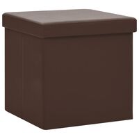 vidaXL Składany stołek ze schowkiem, brązowy, PVC