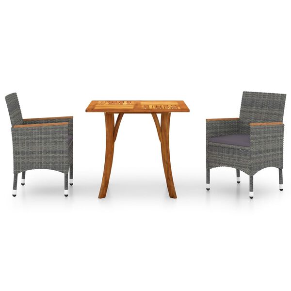 vidaXL 3-częściowy zestaw mebli ogrodowych, szary