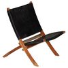vidaXL Krzesło składane, czarne, sk&oacute;ra naturalna