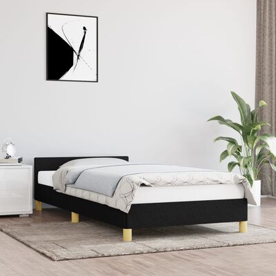 vidaXL Rama łóżka z zagłówkiem, czarna, 90x190 cm, obita tkaniną