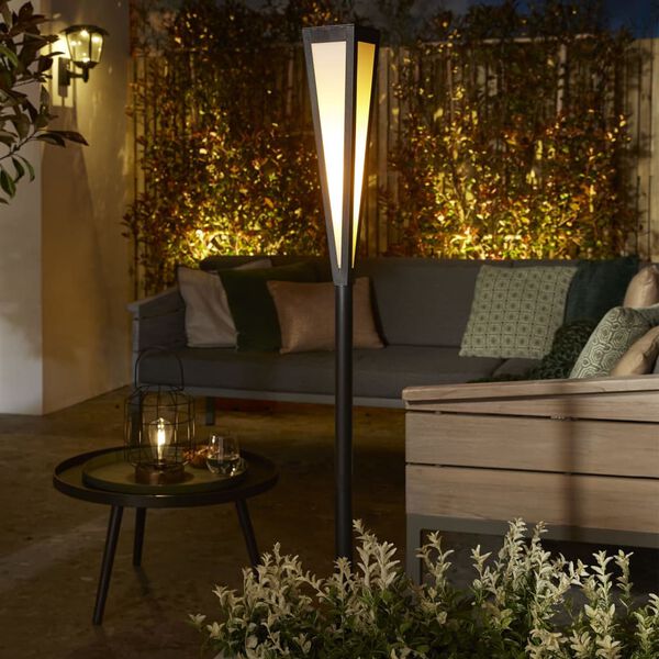 Luxform Ogrodowa lampka solarna LED Wehmouth, pochodnia, czarno-biała