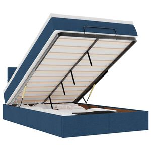 vidaXL Otomana Ł&oacute;żko z Materacem i LED Niebieski 120x200 cm Tkanina