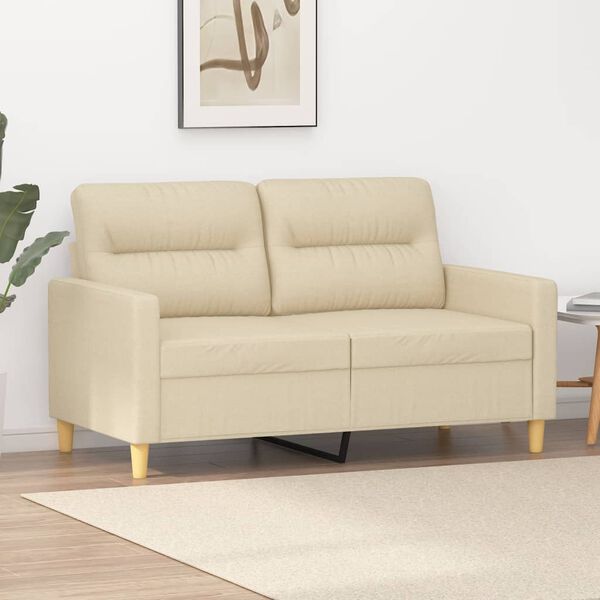 vidaXL 2-osobowa sofa, kremowa, 120 cm, tapicerowana tkaniną