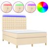 vidaXL Ł&oacute;żko kontynentalne z materacem, kremowe, 140x200 cm, tkanina