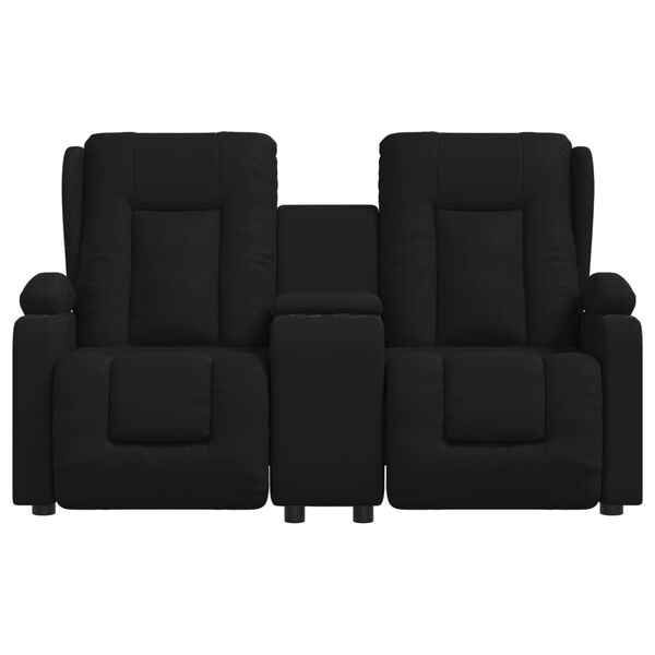 vidaXL Rozkładany fotel masujący z uchwytem, 2-os., czarny, ekosk&oacute;ra