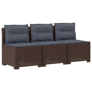 vidaXL Sofa ogrodowa 3-osobowa z poduszkami w rattanowym wyglądzie