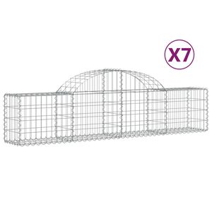 vidaXL Kosze gabionowe, 7 szt, 200x30x40/60 cm, galwanizowane żelazo