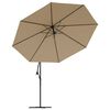 vidaXL Parasol wiszący z LED i metalowym słupkiem, 350 cm, taupe