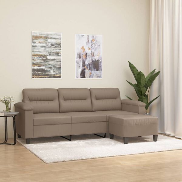 vidaXL 3-osobowa sofa z podn&oacute;żkiem, cappuccino, 180 cm, sztuczna sk&oacute;ra