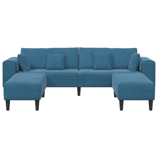 vidaXL Sofa 3 pcs Niebieski 250 x 188 x 76 cm Aksamit