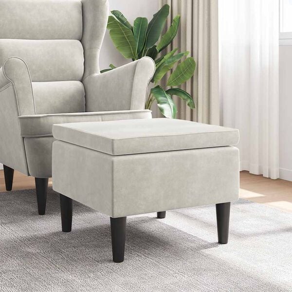 vidaXL Stołek z drewnianymi nogami, kremowy aksamit