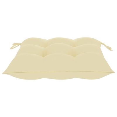 vidaXL 3-cz. zestaw mebli bistro, kremowe poduszki, drewno tekowe