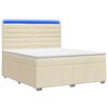 vidaXL Ł&oacute;żko z box spring LED z materacem kremowy 140 x 190 cm tkanina