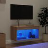 vidaXL Szafka pod TV, z oświetleniem LED, dąb sonoma, 60x30x30 cm