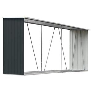 vidaXL Wiata na drewno, stal galwanizowana, 330x84x152 cm, antracytowa