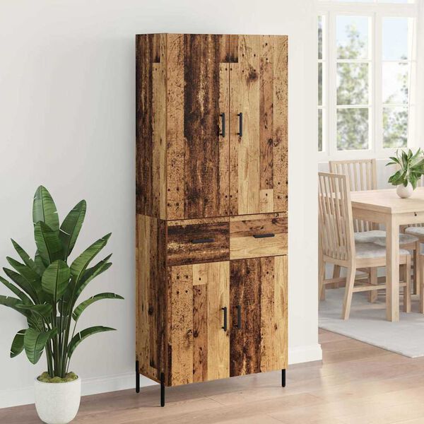 vidaXL Highboard Montowane na ścianie Stare drewno 69,5 x 34 x 180 cm