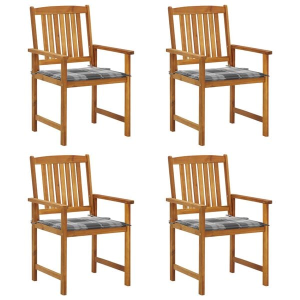 vidaXL Krzesła ogrodowe z poduszkami, 4 szt., lite drewno akacjowe
