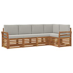 vidaXL Zestaw sofy narożnej z poduszką 5 pcs Naturalny i Jasny Szary
